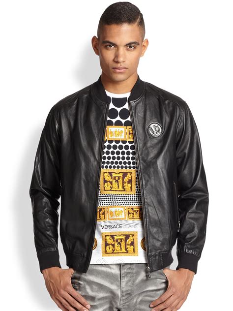 versace leather jacket men's|versace denim jacket men.